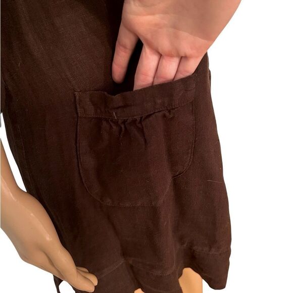 Match Point USA Women’s Size XL Solid Brown 100% Linen Tunic Top Blouse - Picture 9 of 9